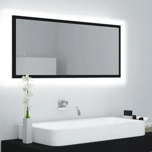 Berkfield LED Bathroom Mirror Black 100x8.5x37 cm Engineered Wood