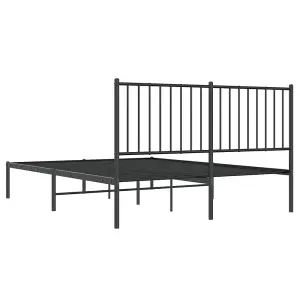 Berkfield Metal Bed Frame with Headboard Black 135x190 cm 4FT6 Double