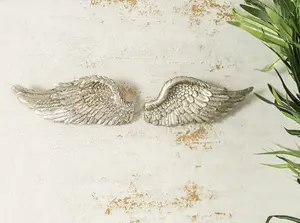 Small Distressed Silver Angel Wings Ornament