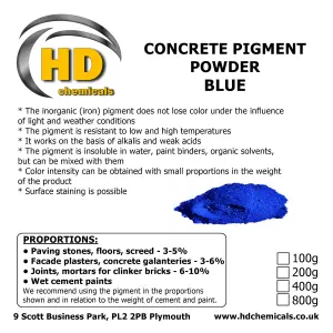 BLUE Cement Concrete Pigment Powder Dye 200g