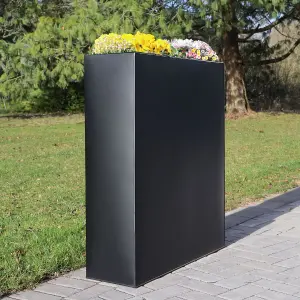 75cm Long Zinc Galvanised Matte Black 90cm Tall Trough Planter