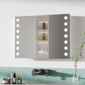 Rectangular Anti-Fog Bathroom Mirror with LED Lights 80 x 60cm