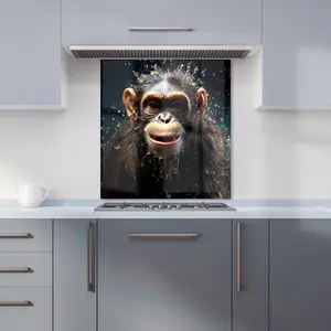 Realistic Monkey Face Splashart Premium Glass Kitchen Splashback W600mm x H650mm