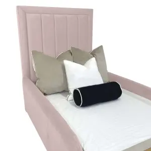 Sammy Bed Gaslift Ottoman Plush Velvet with Safety Siderails- Pink