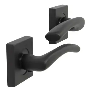 Zena Door Handle Matt Black Lever on Square Rose Internal Handles 64mm Latch