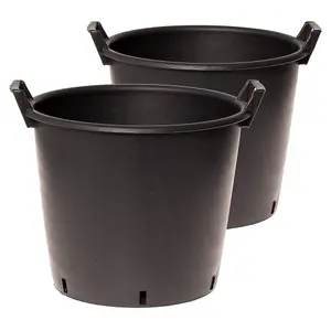 Heavy Duty 30L Plant Pots (Pack of 2) 40cm Diameter Plastic Planters for Outdoor Plants - Large 15.7' Flower Pots