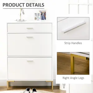 HOMCOM Shoe Storage Cupboard with 2 Flip Doors and Sliding out Drawer, White