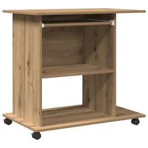 Berkfield Computer Desk Artisan Oak 80x50x75 cm Engineered Wood