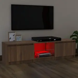 Berkfield TV Cabinet with LED Lights Brown Oak 140x40x35.5 cm