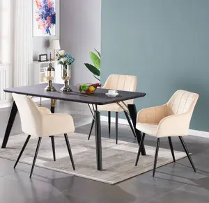 Camden Cosmo Black LUX Dining Set with 4 Cream Velvet Chairs