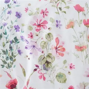 Dunelm Watercoloured Floral Duvet Cover & Pillowcase Set, Floral, Size: Single, Pink, 100% Cotton