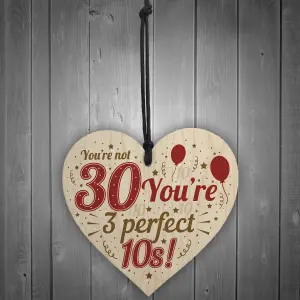 Red Ocean 30th Birthday Funny Gifts For Men Women Handmade Wooden Heart Sign Novelty Birthday Gifts For Brother Sister Friend