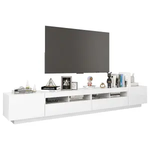 vidaXL TV Cabinet with LED Lights High Gloss White 260x35x40 cm