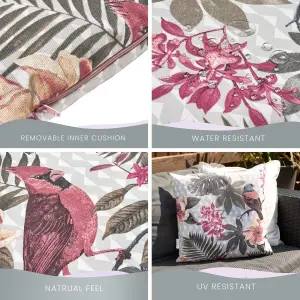 Pink Tropical Birds Outdoor Garden Cushion - 42 x 42cm