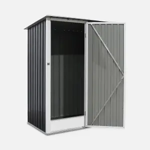 (4.6 X 3.1FT) 1.36m² Metal garden shed - LYS grey and white - Tool shed with single latch door ground fixing kit supplied