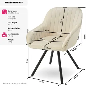 Swivel armchair Snug - 360 rotation, velvet fabric, padded seat, continuous back - cream