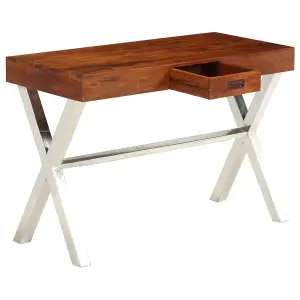 Berkfield Desk Solid Acacia Wood Honey Finish 110x50x76 cm