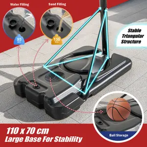 Costway 2.3-3M Height Adjustable Basketball Goal System Basketball Hoop Stand W/ Wheels