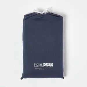 Homescapes Navy Linen Cot Bed Fitted Sheets 70 x 140 cm, Pack of 2