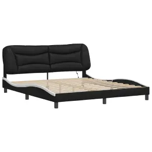 Berkfield Bed Frame with LED without Mattress Black and White 180x200 cm Super King