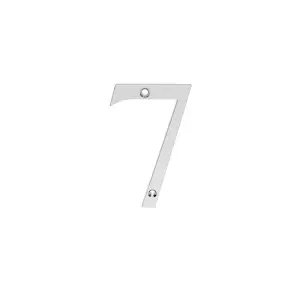 Satin Chrome Door Number 7 75mm Height 4mm Depth House Numeral Plaque