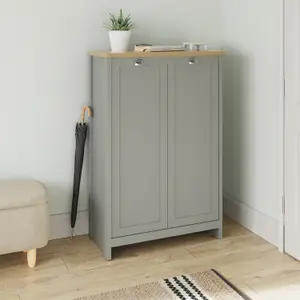 GFW Lancaster 2 Door Shoe Cabinet Grey