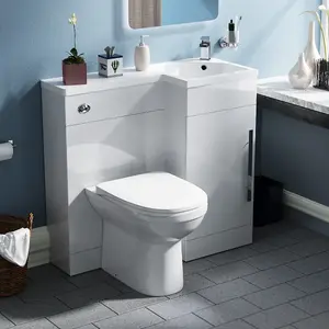 Nes Home 900 mm RH Basin Sink Vanity Cabinet White WC Unit BTW Toilet Melbourne