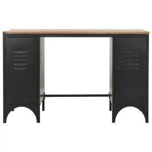 Berkfield Double Pedestal Desk Solid Firwood and Steel 120x50x76 cm