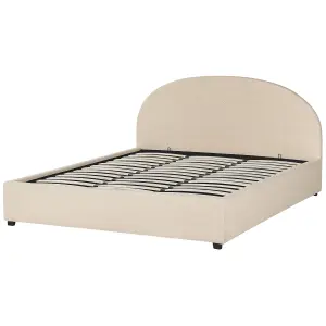 Boucle EU Super King Size Ottoman Bed Beige VAUCLUSE