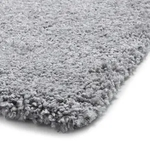 Grey Plain Shaggy Modern Plain Easy to Clean Soft Rug For Dining Room -120cm X 170cm