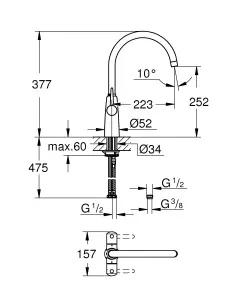 Grohe Ambi Chrome-plated Kitchen Twin lever Tap