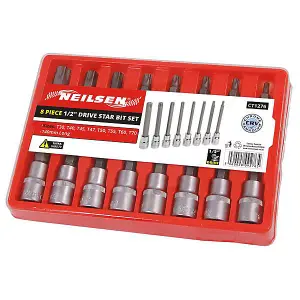 Star Bit Set - 8 piece 1/2 drive Extra Long (Neilsen CT1276)