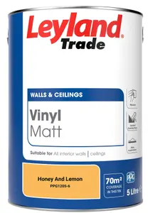 Leyland Trade Vinyl Matt Walls & Ceilings Emulsion Paint Honey And Lemon (PPG1205-6) 5L