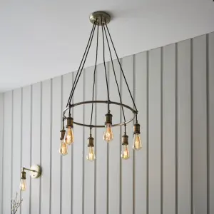 Luminosa Hal Plate Pendant Ceiling Lamp, Antique Brass Plate