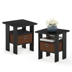 Joseph Side Table Nightstand with Bin Drawer, 2 per set (Set of 2) Americano