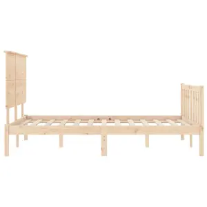 Berkfield Bed Frame with Headboard Small Double Solid Wood