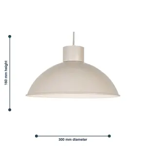 First Choice Lighting Set of 2 Domed Taupe Grey Easy Fit Metal Pendant Shades