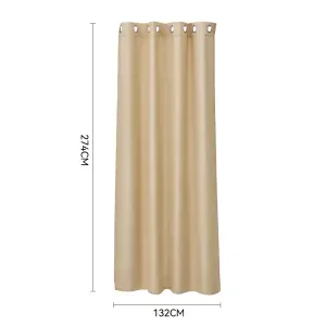 Blackout Curtains Thermal 1 Panel Waterproof Insulated Curtain 132 x 274cm