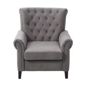 Tufted Upholstered Wingback Grey Accent Armchair