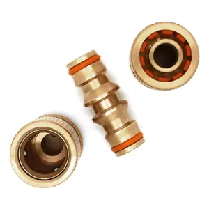 Hose Fitting Repair Set 2 x Brass Garden Water Hose 1/2" Quick End Connector & 1 x Brass Double Male Hose Connector