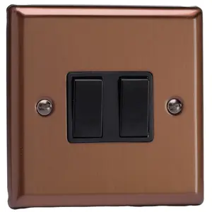 Varilight 2-Gang 10A 1- or 2-Way Rocker Switch Brushed Bronze