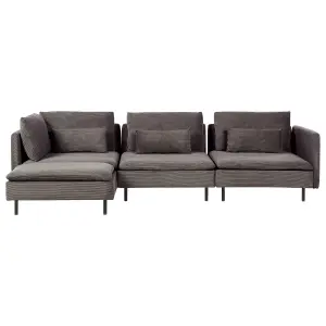 Right Hand Modular Jumbo Cord Corner Sofa Brown EGERIS