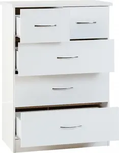 Nevada 3+2 Drawer Chest White Gloss