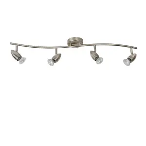 Lucide Caro-Led Modern Ceiling Spotlight Bar - LED - GU10 - 4x5W 2700K - Satin Chrome