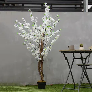 White Artificial Plant Potted Peach Flower Tree House Plant Indoor Plant 150 cm