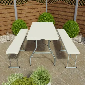 Home Vida Folding 3 Piece 5ft Table & Bench Set