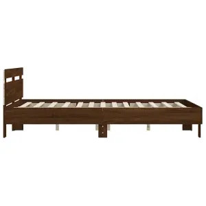 Berkfield Bed Frame with LED without Mattress Brown Oak 140x190 cm