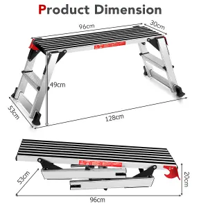 Costway Aluminum Folding Hop Up Work Platform Step Up Bench Ladder Stool w/ Safety Lock