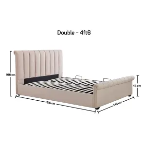 Ascot Natural Stone Upholstered Sleigh Ottoman - King Size Bed Frame Only