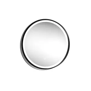 Sensio Dawn Matt Black Round Wall-mounted Bathroom Illuminated Colour-changing mirror (H)60cm (W)60cm